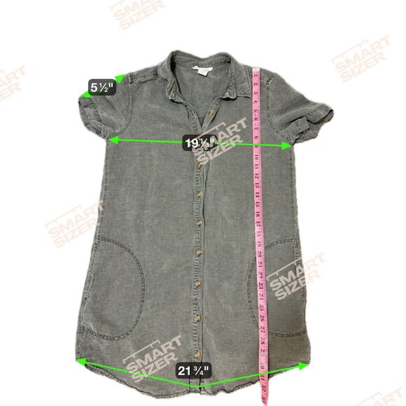 Lucky Brand Shirt Dress L Sage Green Linen Blend Pockets Casual Summer Bohochic - Picture 6 of 8